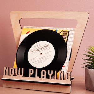 Now playing record stand, Vinyl record display wood, Vinyl record holder stand, Vinyl record holder stand, Record stand wood
