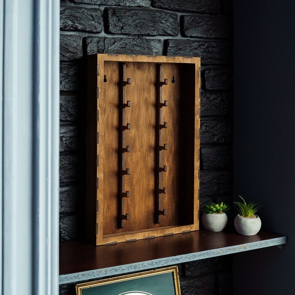 Étagère à couteaux en bois, Support à couteaux, Boîte de collection de couteaux, Vitrine à couteaux, Présentoir à couteaux de poche, Vitrine à couteaux, Rangement pour couteaux en bois