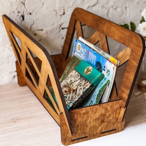Wooden Desktop Magazine Rack,custom Wooden Magazine Holder,personalized ...