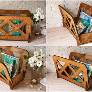 Wooden Desktop Magazine Rack,custom Wooden Magazine Holder,personalized ...