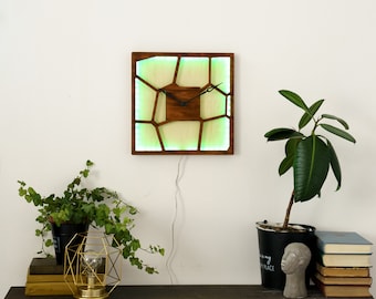 Wall clock with light, Led clock for wall, Square wall clock, Modern led clock, Geometric wall clock, Lighted clocks, Mid century wall clock