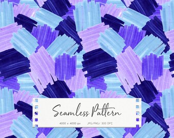 Patrón abstracto sin costuras con pinceladas azul violeta, papel digital pastel moderno, fondo de moda para tela, papel tapiz y álbumes de recortes.