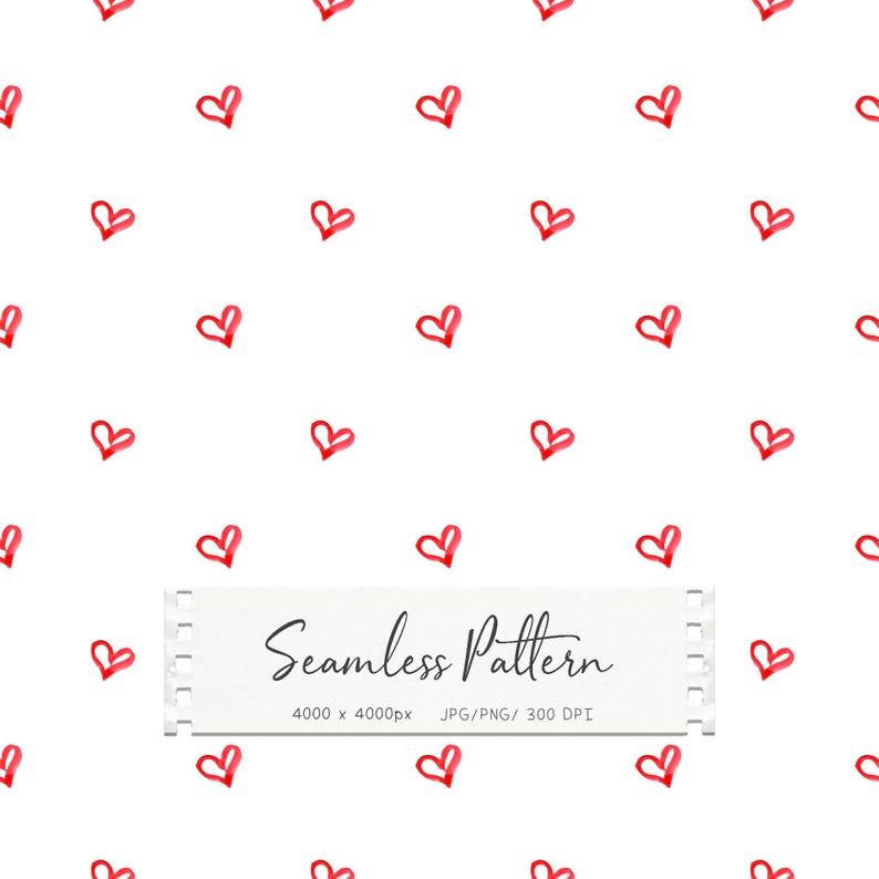 Seamless Red Heart Pattern, Minimal Valentine Digital Paper, Love ...