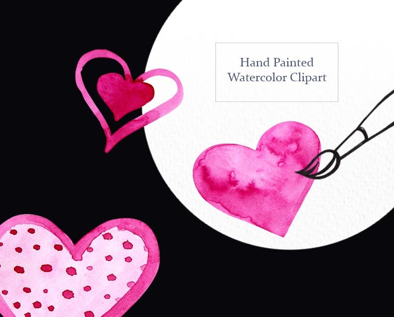 Watercolor Pink Heart Clipart PNG, Hand Painted Hearts, Valentine Love ...