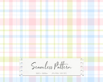 Patrón sin costuras de cuadros vichy en tonos pastel, estampado de cuadros pastel para tela, fondo suave estilo cottagecore, papel digital, JPG, PNG