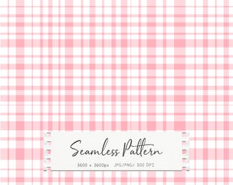 Diseño sin costuras de cuadros vichy rosas, fondo a cuadros bonito, papel digital, JPG, PNG (descarga digital)