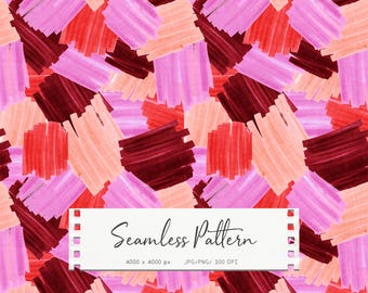 Patrón sin costuras de pinceladas vintage, textura pintada retro en rosa y rojo, papel digital, fondos modernos.