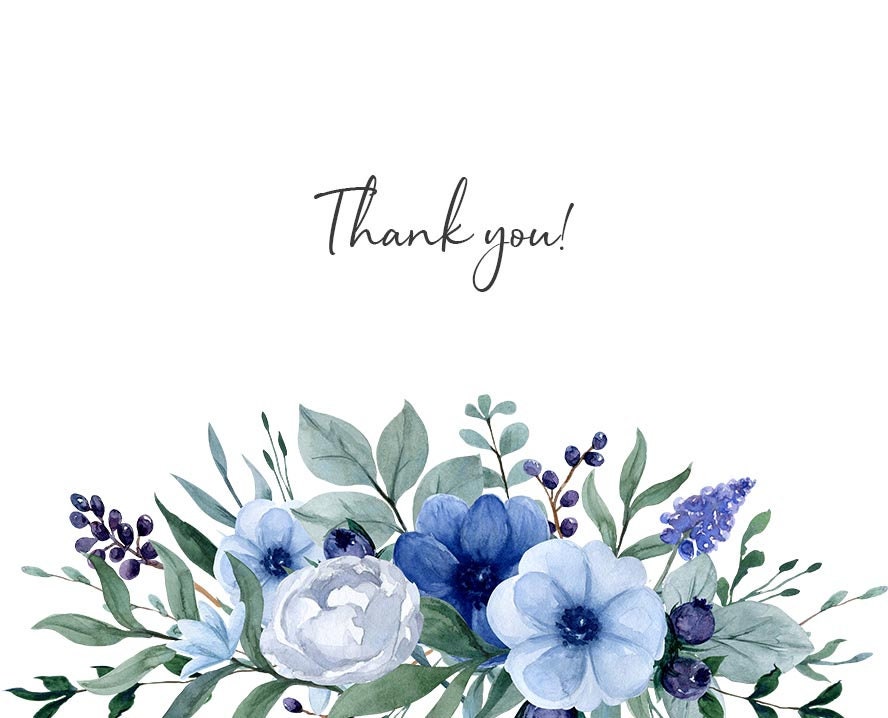 Blue flowers clipart watercolor floral bouquet png greenery | Etsy