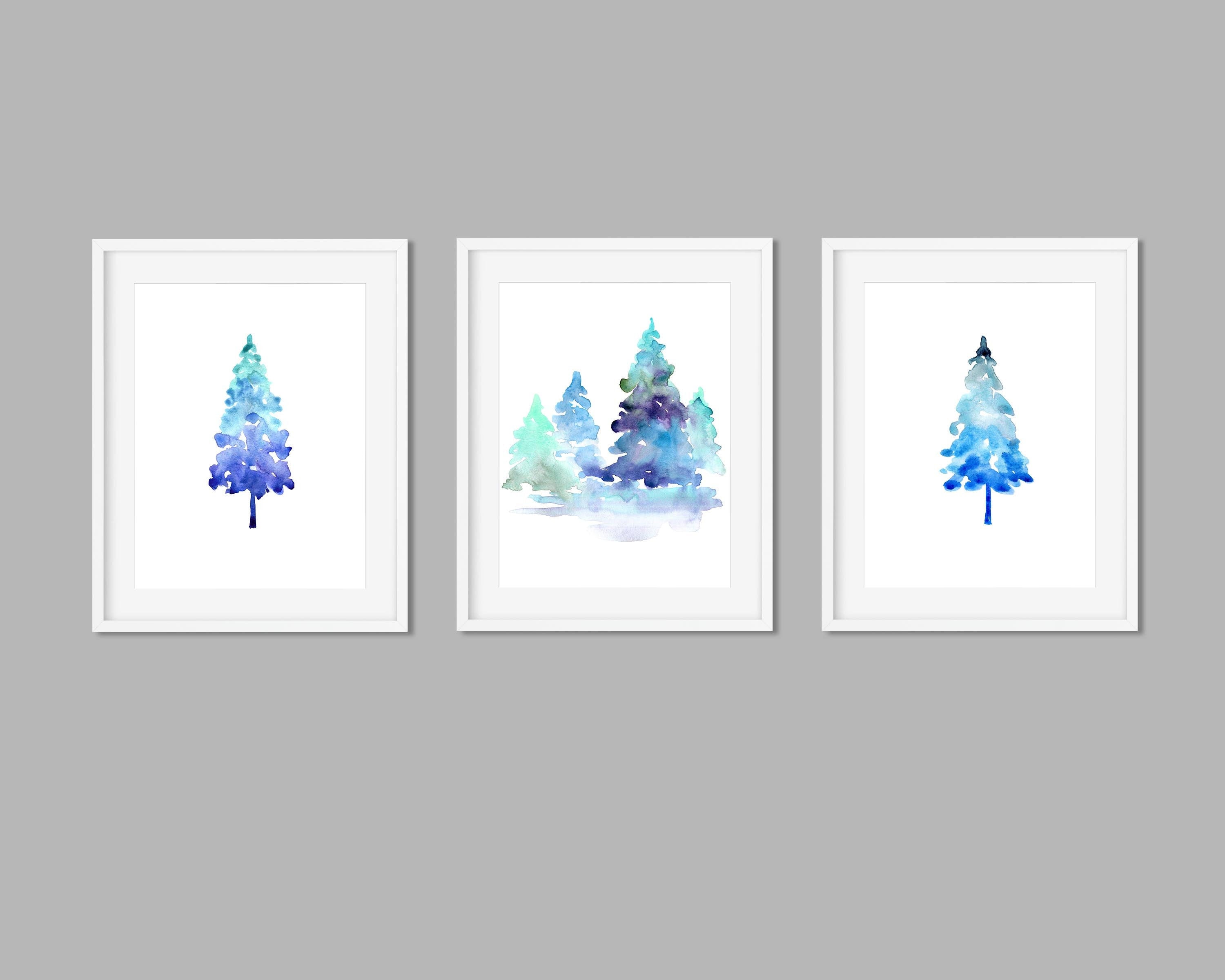 Set of 3 Prints Winter Decor Printable Wall Art 8x10 Blue - Etsy