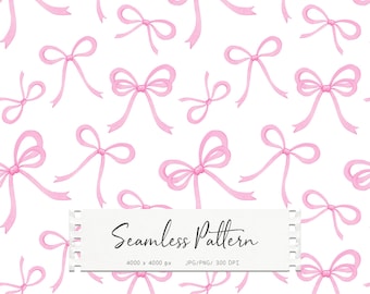 Patrón sin costuras de lazo rosa, fondo de cinta coqueta, papel digital femenino para scrapbooking, decoración de guardería, papel tapiz, tela, baby shower
