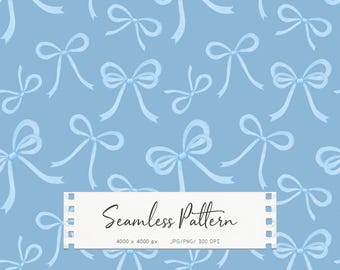 Patrón sin costuras de lazo azul, estampado de cinta para bebé niño, fondo coqueto y adorable, papel digital para guardería, baby shower, tela
