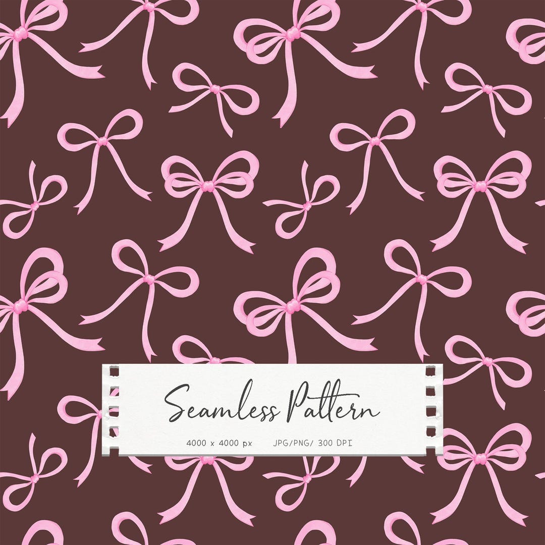Pink Bow Seamless Pattern Fabric Design, Pink Ribbon Coquette Print ...