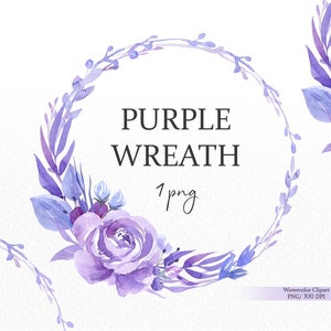 Blumenrahmen png, Lila Blumenkranz png, Blumen Kreis Rahmen, Hochzeit Clipart, Aquarell digitale Rahmen, Kommerzielle Nutzung, Sofortiger Download