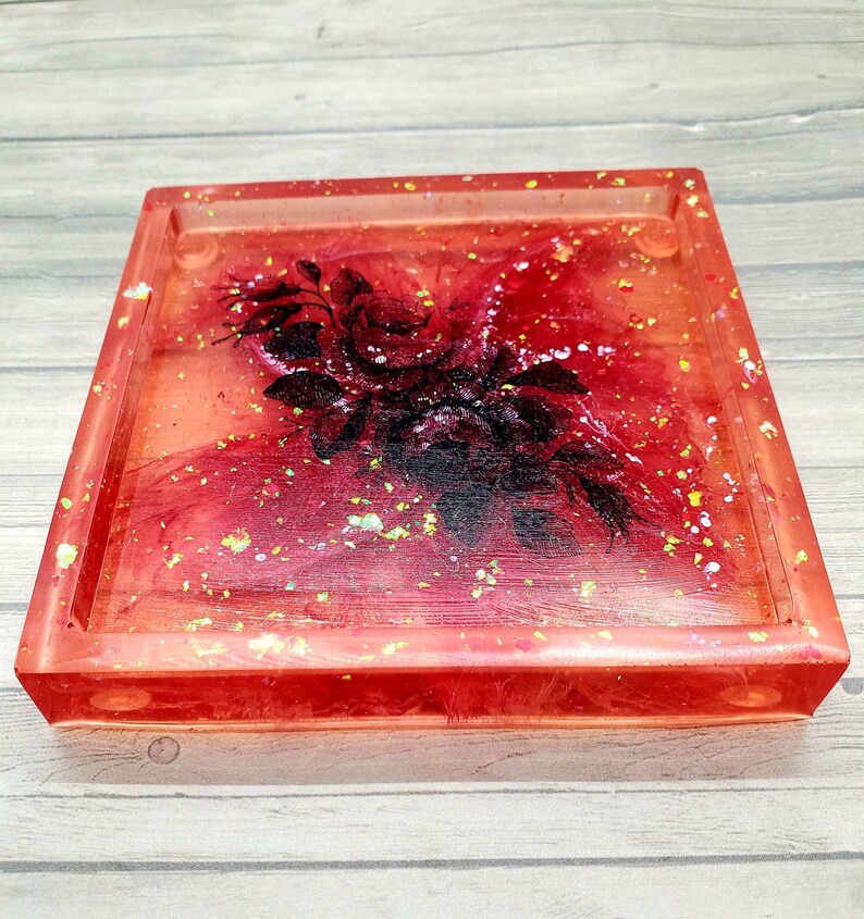 set of coasters Rose coasters red coasters square coasters