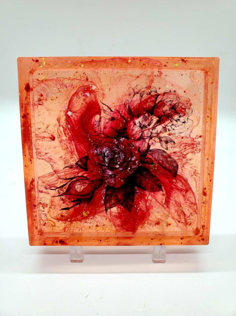 set of coasters Rose coasters red coasters square coasters
