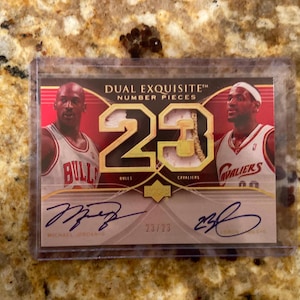 michael jordan lebron james dual autograph card