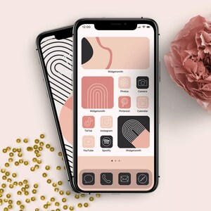 GEOMETRIC iOS 14 Aesthetic to Customize iPhone Home Screen | 36 Wallpapers | 480+ App Icons | 100 Widgets | Personalized | iOS 14
