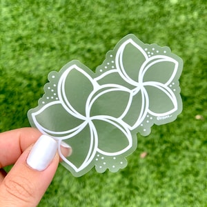 Plumeria Dotted Floral Sticker | Transparent | ~3 inch Weatherproof