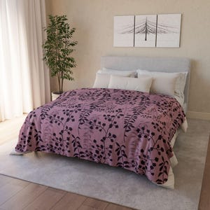 Bella Bedding Inspired Fleece Blanket | Purple Floral Sherpa Throw | Cozy Bookish Gift | Vampire Romance Reader