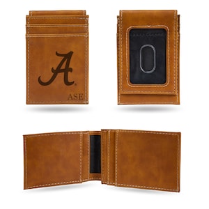 NCAA Personalizada / Custom Laser Grabado Front Pocket Wallet - Peso delgado / ligero - Gran artículo de regalo