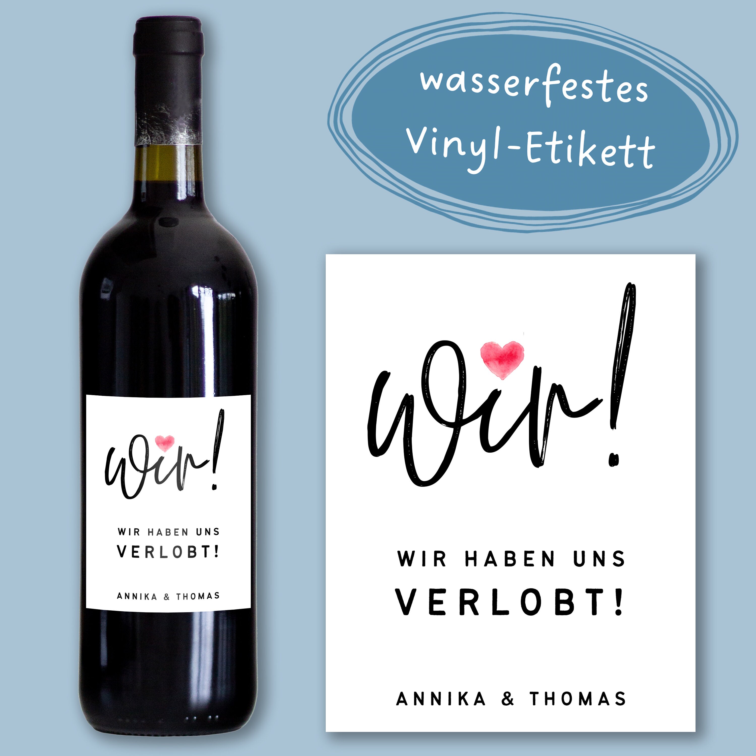 Engagement | Personalized label | We're engaged! | Announcement | Wine bottle label