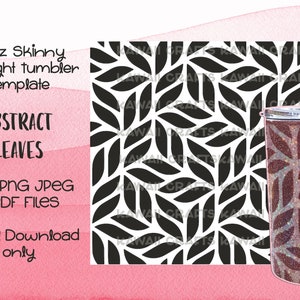 20oz Straight Skinny Tumbler Template Abstract Leaf Seamless