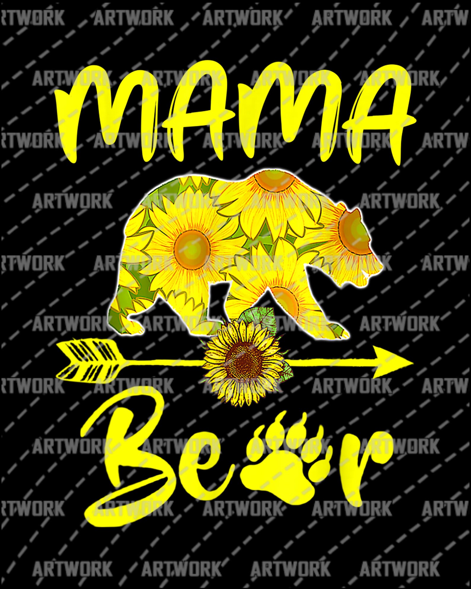 Mama Bear Sunflower Digital Graphic Vector Image Artwork | Etsy