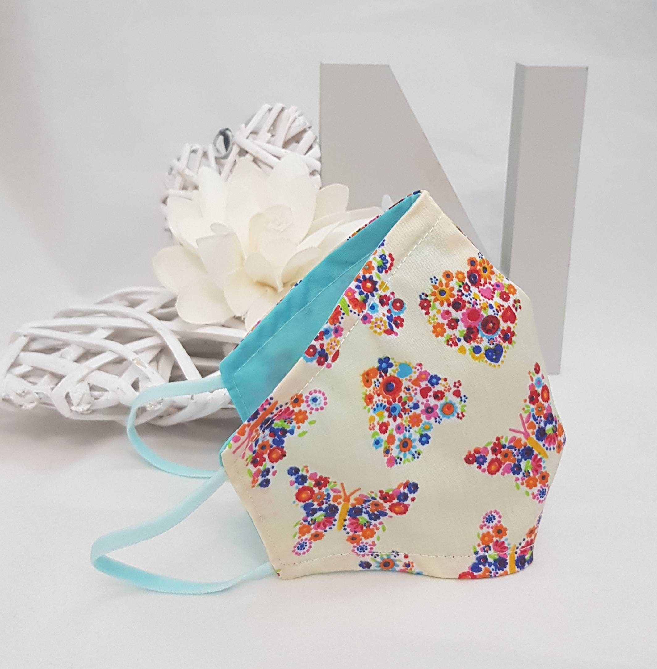 Face Mask Gift Set Size Medium Floral Hearts Reversible Etsy UK