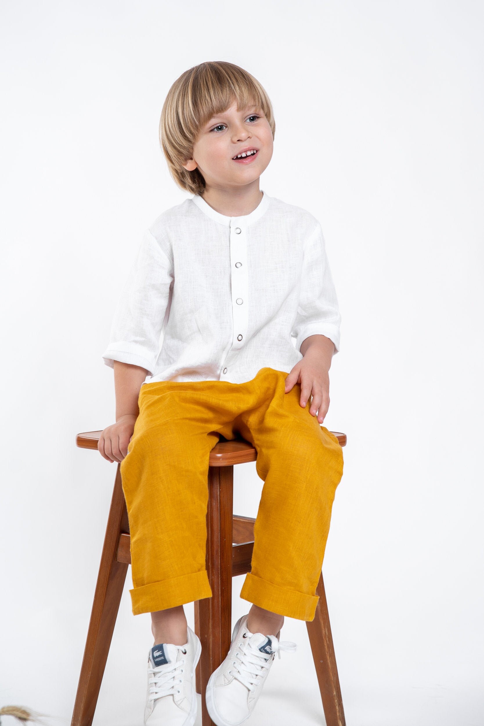 Linen Baby Boy Shirt Custom Color Shirts For Kids / Children Etsy