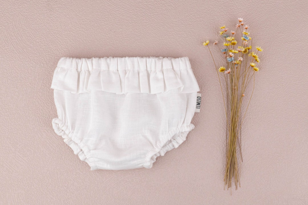 Linen Bloomers With Raffles White Diaper Cover Bloomers for Etsy