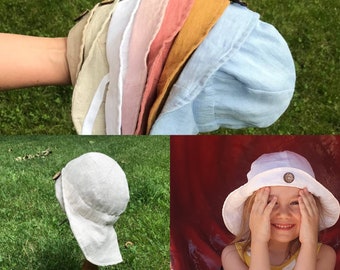 Adjustable Linen Sun hat, Baby summer beach hat