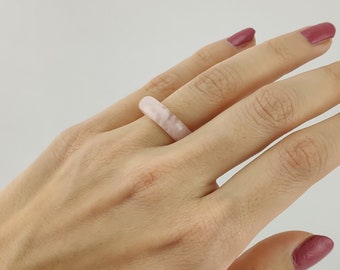 Bague en pierre de quartz rose, bague en quartz rose, bagues en pierre, bague en cristal en quartz rose, bague en pierre rose quartz, bague en pierre précieuse, bague en cristal, quartz rose