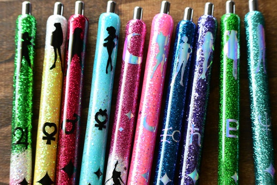 Sailor Moon Glitter Pen Set of 10, Anime Pens, Anime Gifts 