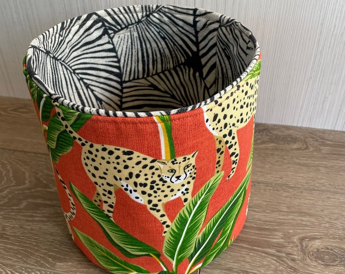 Leopard Fabric Bucket/basket/planter/9 Tall Etsy