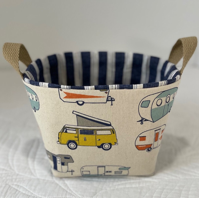 Retro Campers and Vans Fabric Storage Basket/bucket/great Gift /small