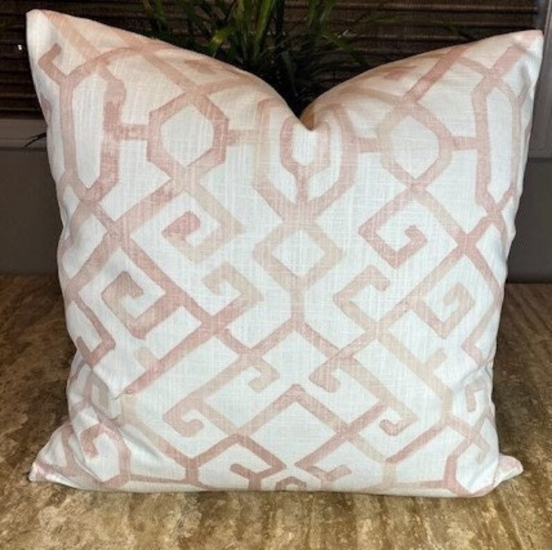 Rich Blush and off White Canvas Pillow Cover in Geometric Etsy