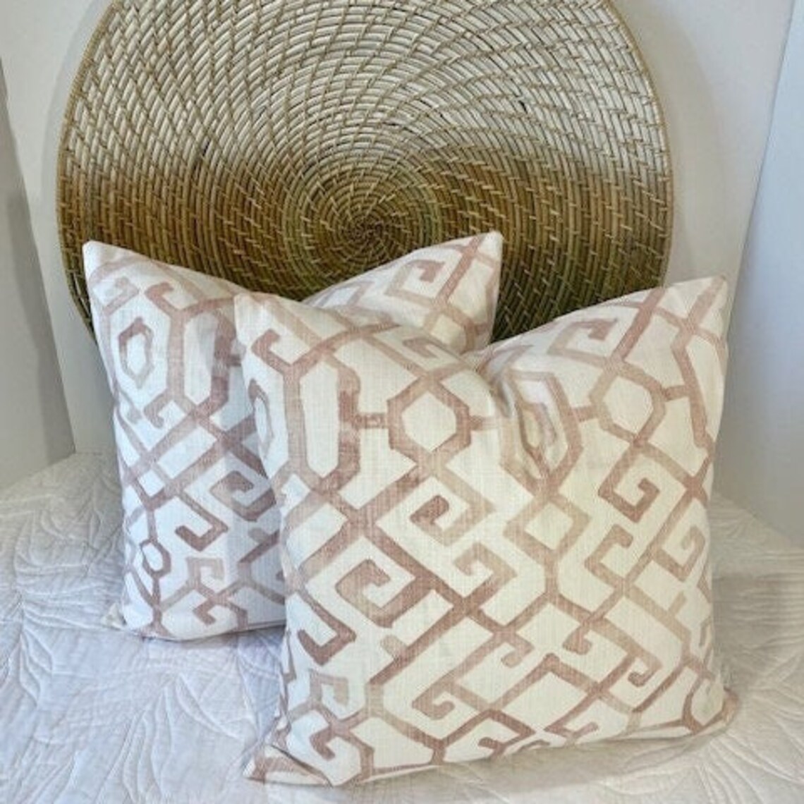 Rich Blush and off White Canvas Pillow Cover in Geometric Etsy