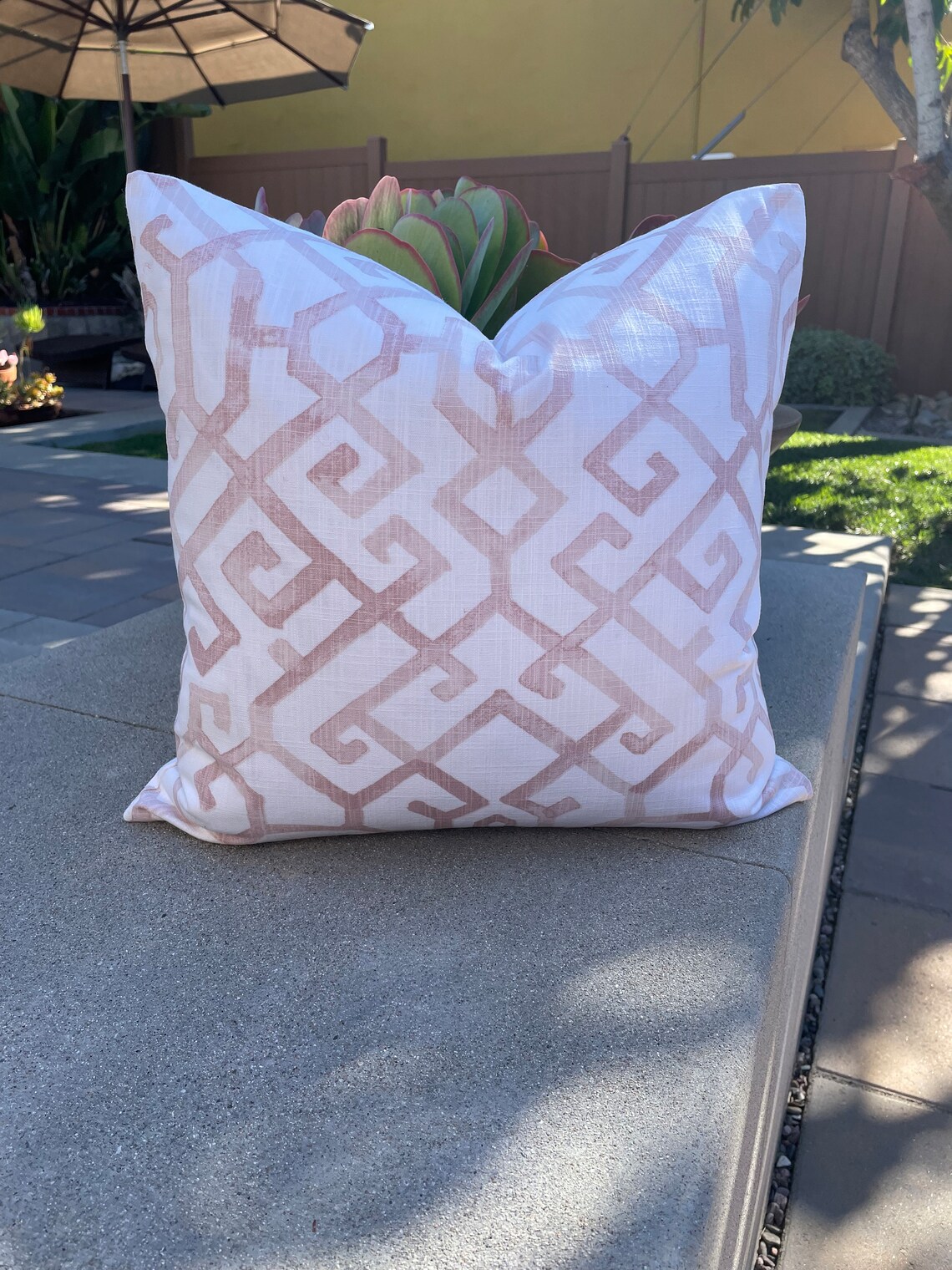 Rich Blush and off White Canvas Pillow Cover in Geometric Etsy