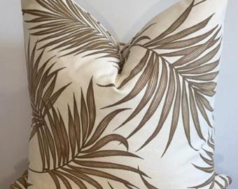 Tropical Tan Palm Leaves on Cream Background
