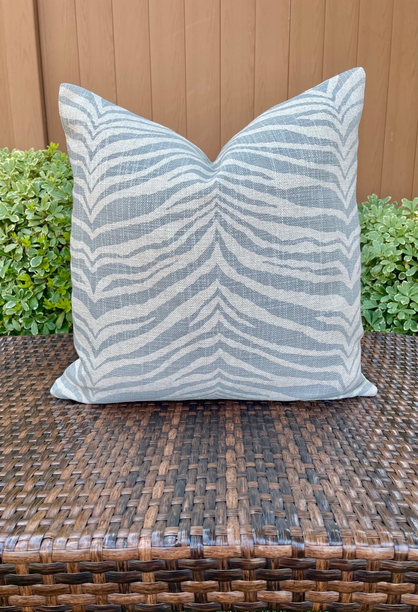 Linen Zebra Stripe Accent Pillow Cover in Gray and Ivory / 20 X 20/handmade Etsy