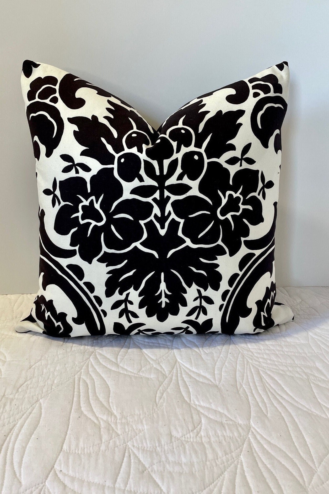 Black and White Damask Pillow Covers, 20 X 20 Etsy