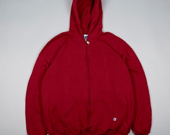 Russel Vintage Blank Zip Hoodie Rot