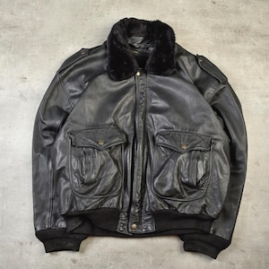 Flight Leather Bomber Jacket Us Force Black XXL