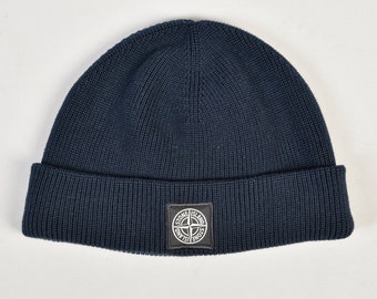 Stone Island Cotton Beanie Blue - Os