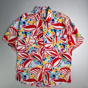 Vintage Hawaiian Shirt Multicolor Made In Italy medium