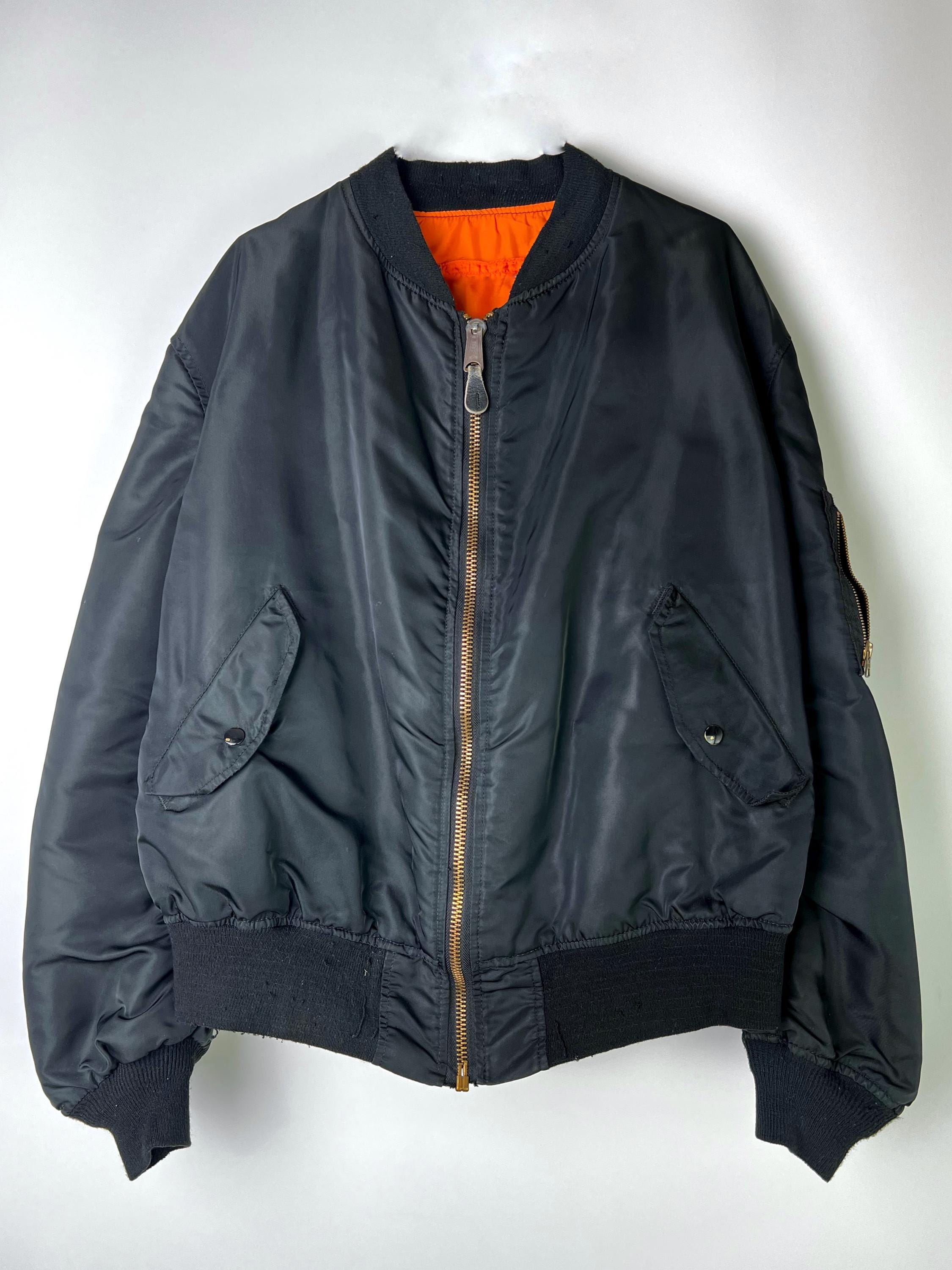 Alpha Industries Ma-1 Bomber Jacket Black Made in Usa XXL - Etsy