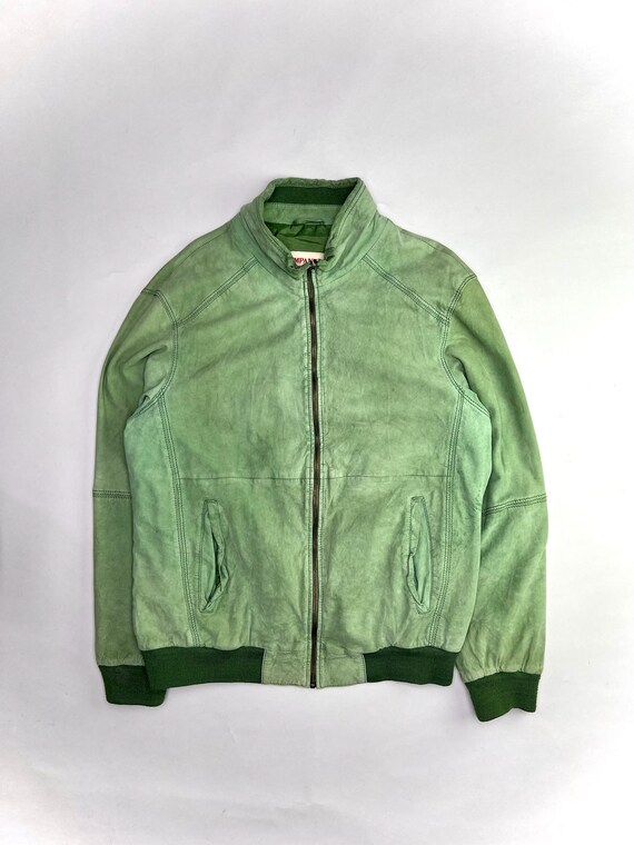 Vintage Suede Bomber Leather Jacket Green 50 Small Medium - Etsy