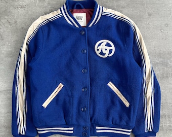Vtg 60s Butwin Blue & White All Leather Varsity Jacket Letterman