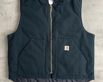 Vintage Faded Black Carhartt Vest - Carhartt Zip up Quilted