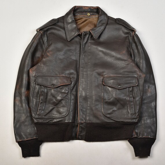 Schott Vintage Leather G1 Flight Jacket Made in USA Brown 46